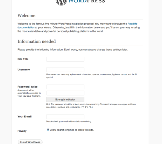 WordPress page