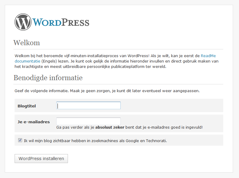 Wordpress installieren